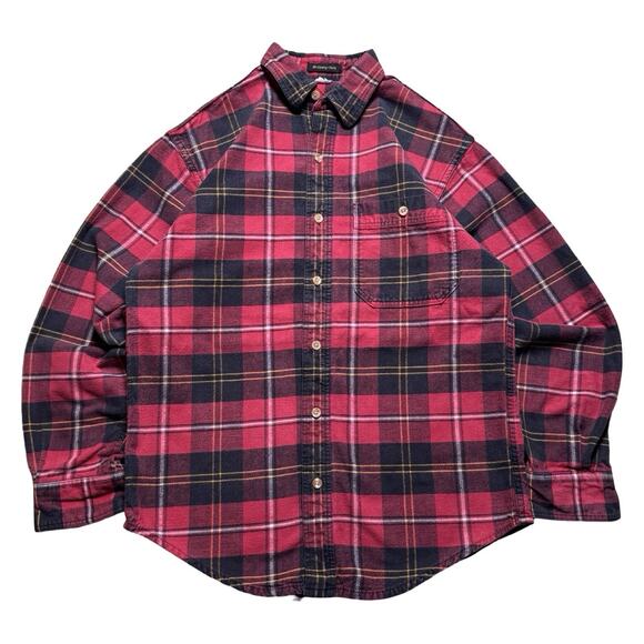 Eddie Bauer Vintage McKinley Cloth Flannel Shirt Red & Black Plaid Small Petite - Picture 1 of 7